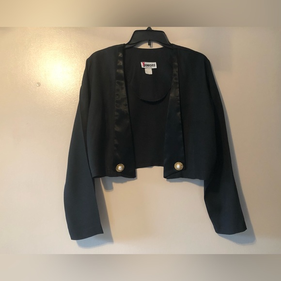 TJuniors cropped blazer bolero size 11/12 Vintage party evening pearls buttons - Picture 8 of 12